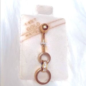 14K Gold navel curved barbell Mob Wife jewelry NWT